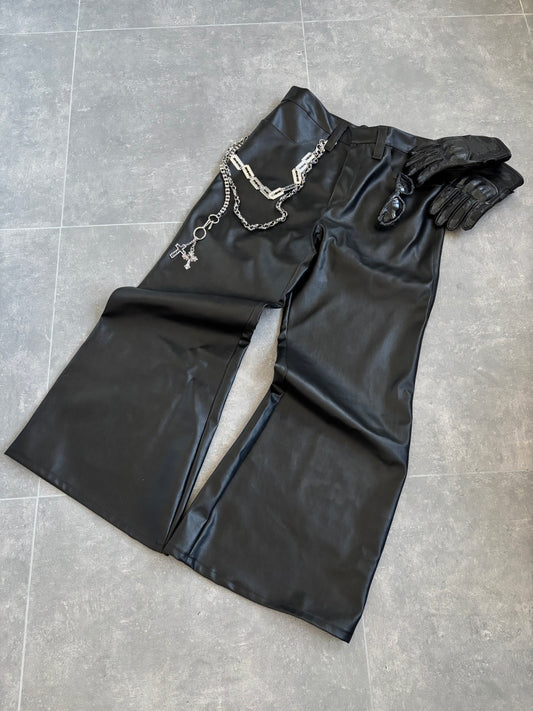 UNIFORM BAGGY LEATHER PANTS