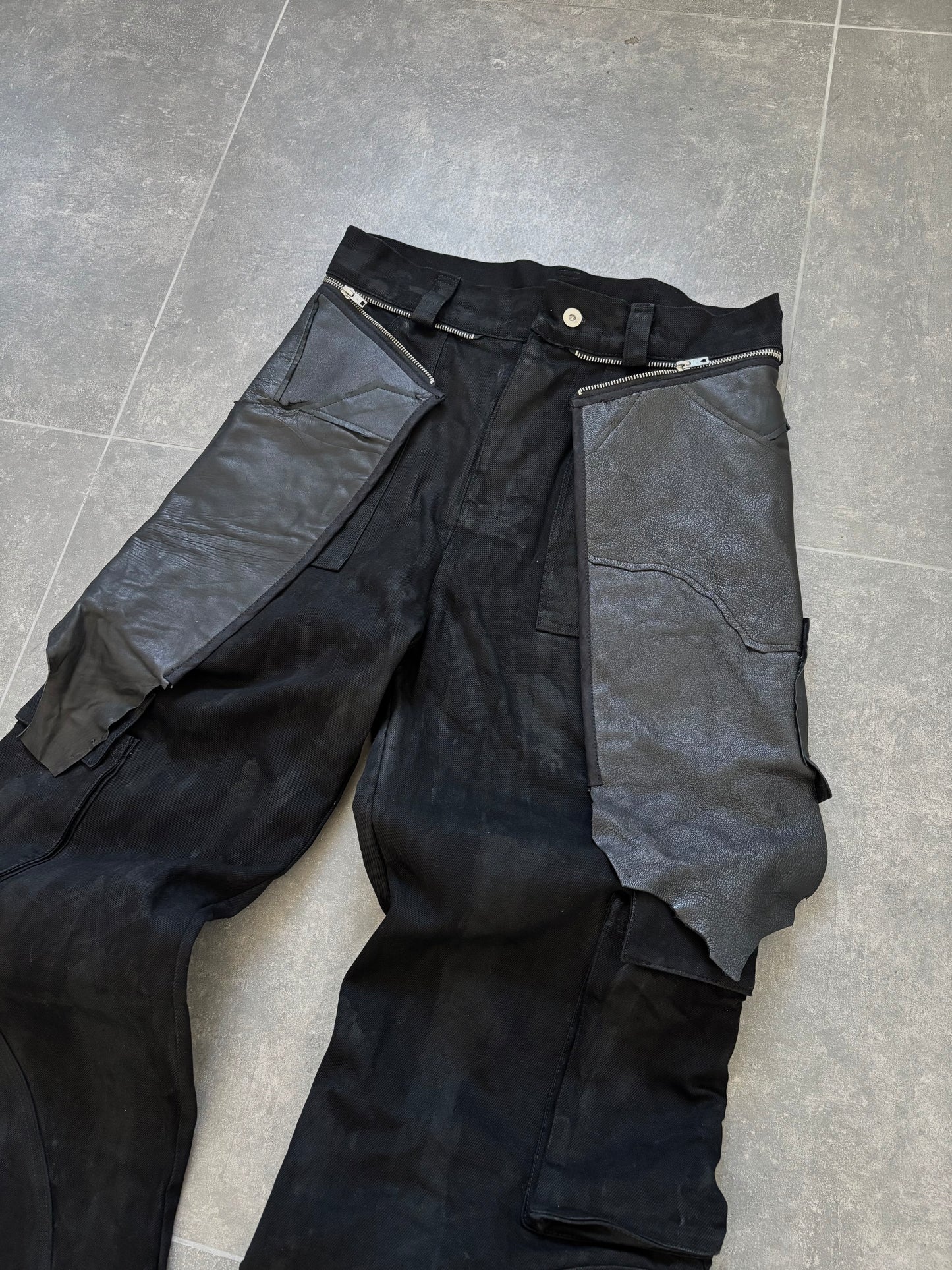 LEATHER SKIRT DENIM CARGO