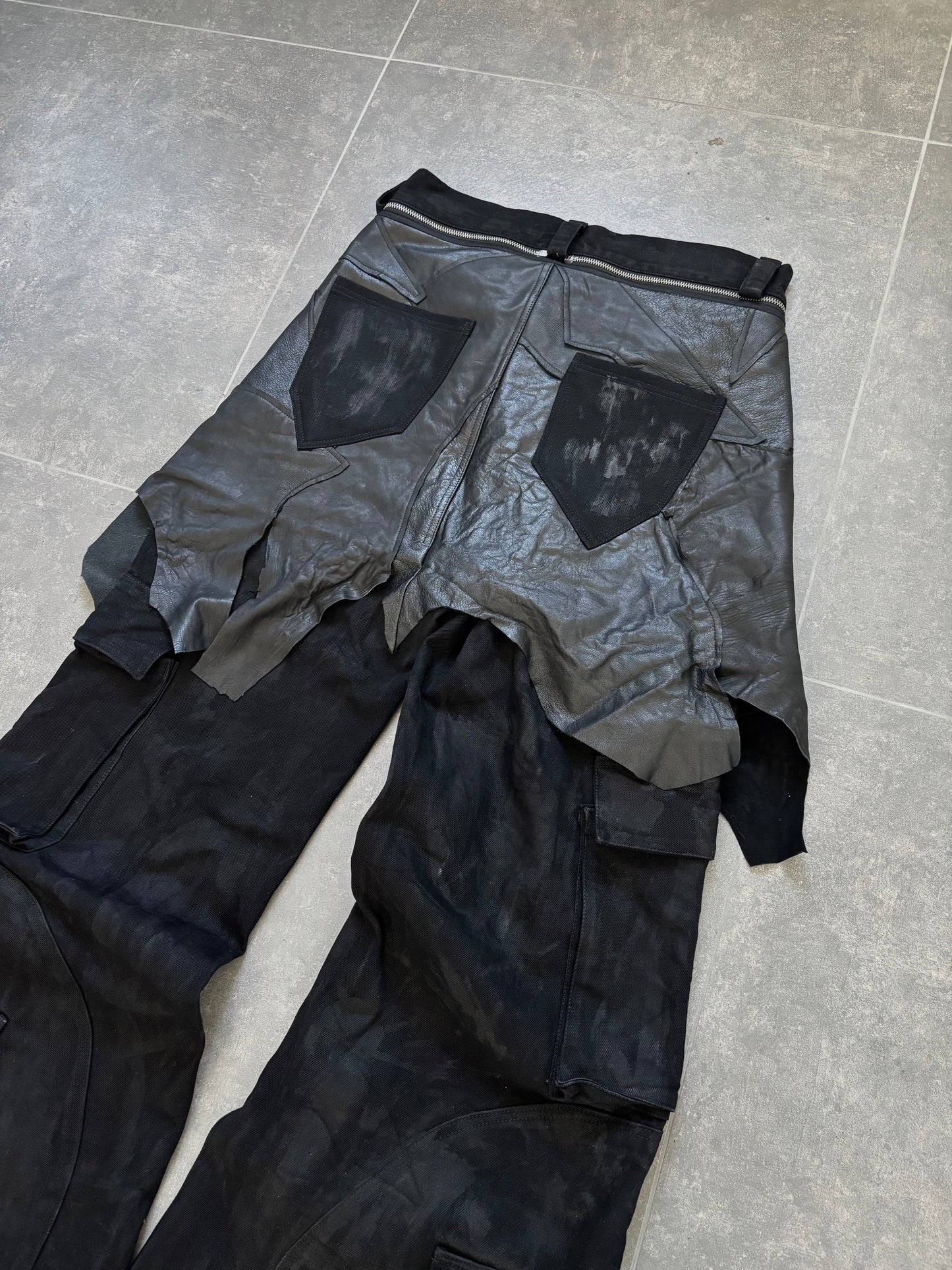 LEATHER SKIRT DENIM CARGO