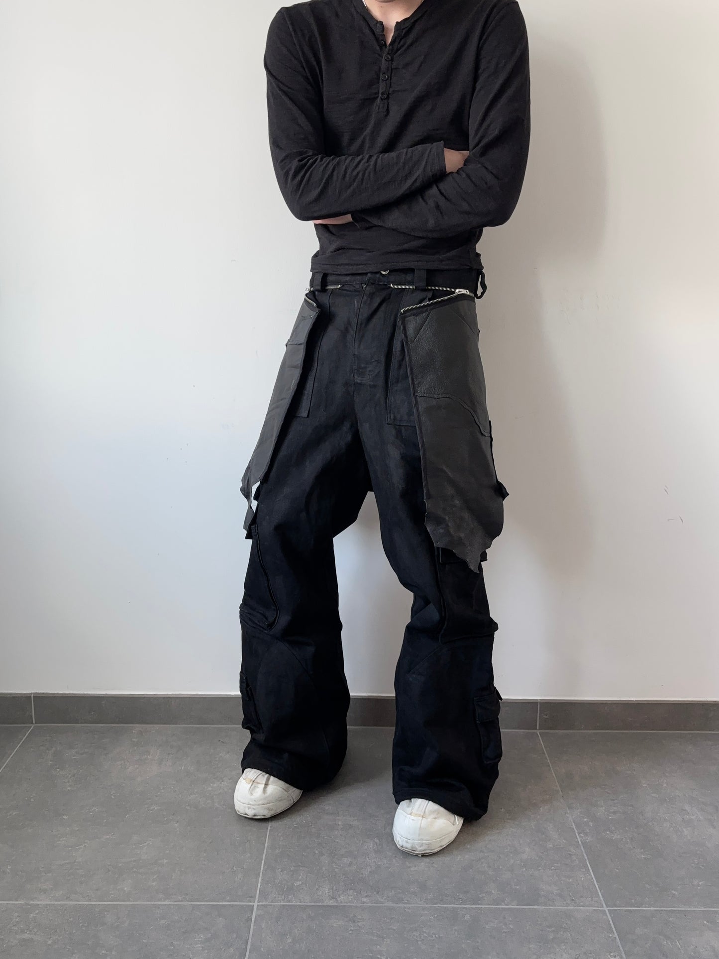 LEATHER SKIRT DENIM CARGO