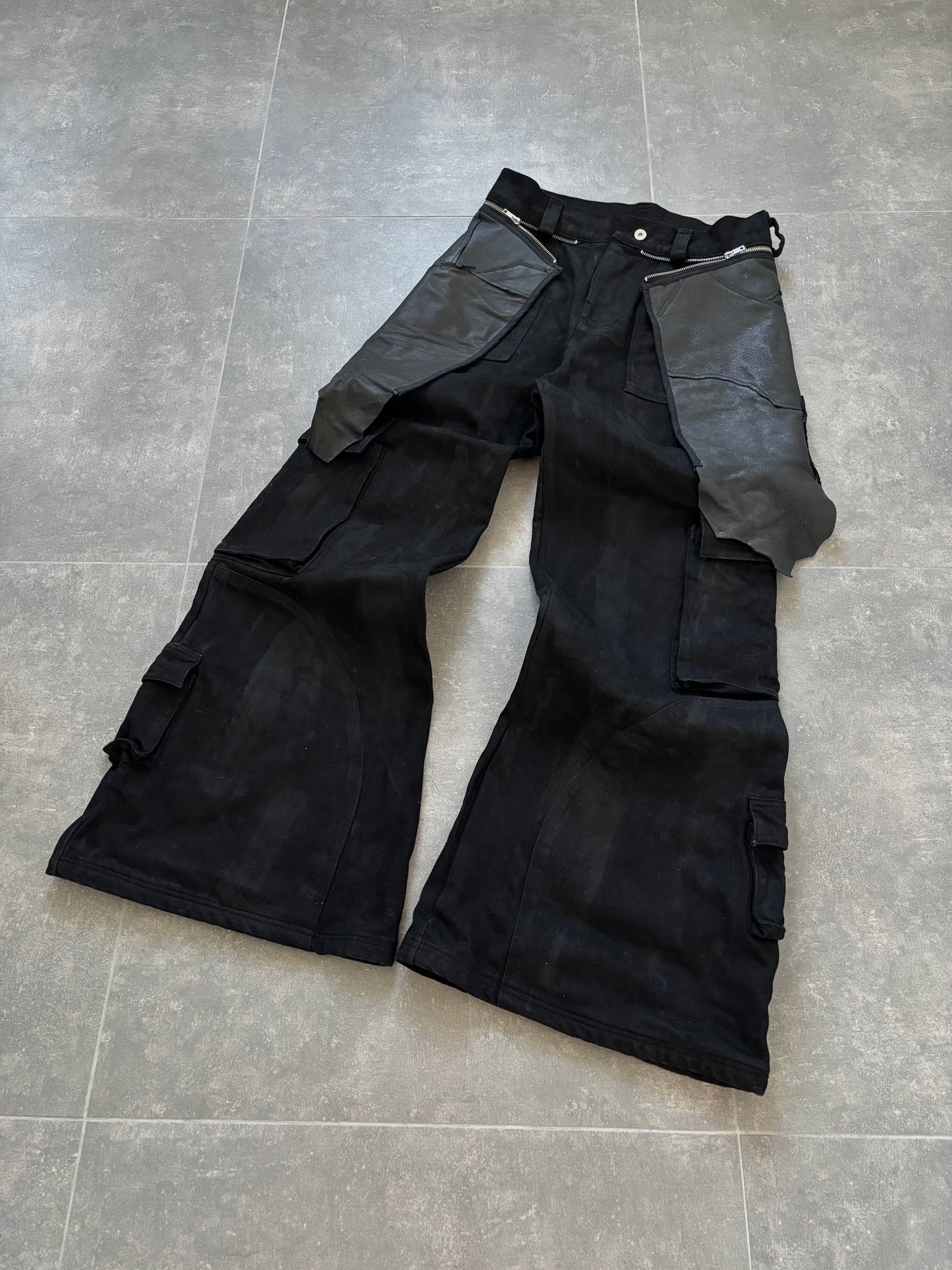 LEATHER SKIRT DENIM CARGO