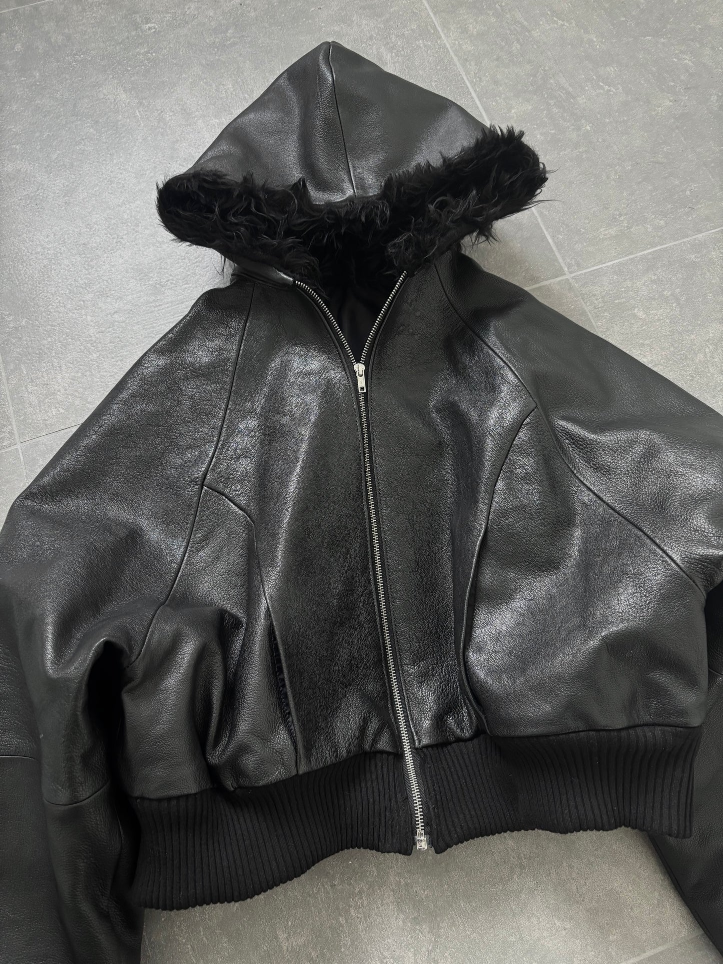 METAL LEATHER BOMBER